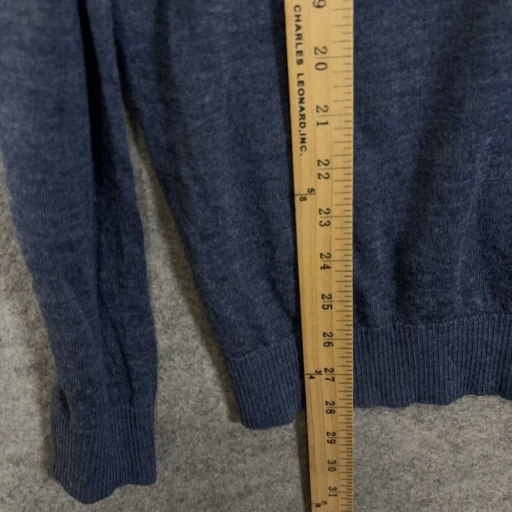 Johnnie O Merino Wool Blend Sweater Men Sz L Blue 1/4 Zip Lightweight LOGO